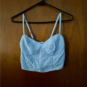 Hollister Bustier Blue Eyelet Bustier